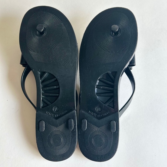 Kate Spade Black Synthetic Bow Glitter Flip Flops size 10 - Picture 9 of 15